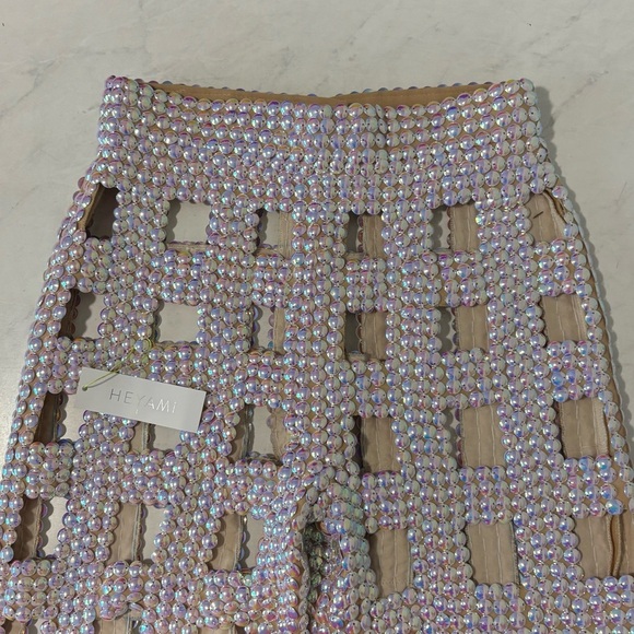 NEW Heyami Pink Pearl Iridescent Cutout Yoroi Trousers Small Festival Raver - Picture 4 of 9